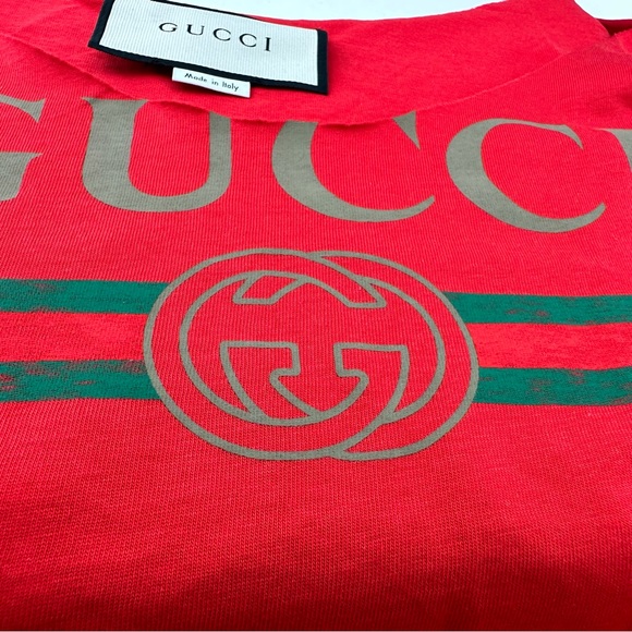Gucci Vintage Logo Print Red Tank Top - Picture 11 of 13